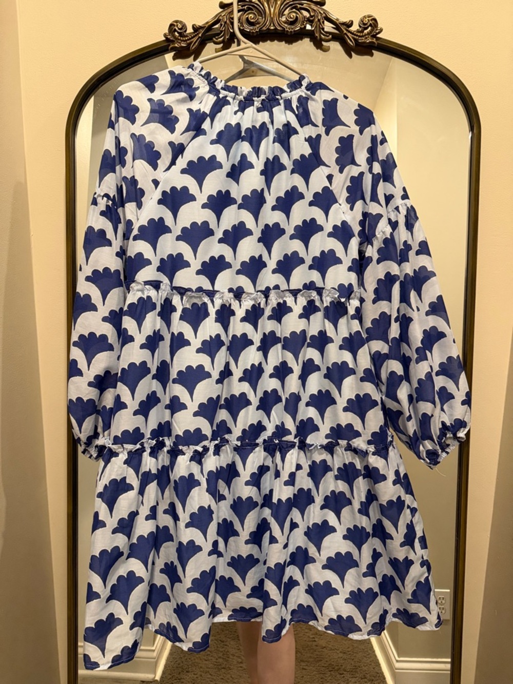 J. Marie Blue Floral-Print Mini Dress - Women's Casual Tiered Dress small - Picture 9 of 11